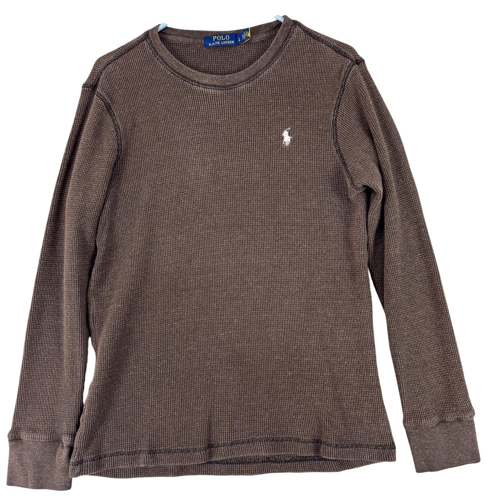 Polo Ralph Lauren Shirt‎ Mens Large Brown Waffle Thermal Long Sleeve Crewneck